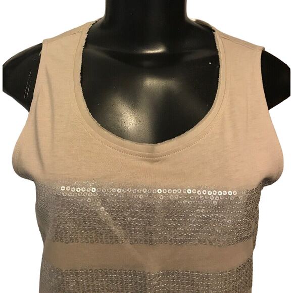 Small Chicos Womens Lightweight Tank Top Silver Sequin Stripe - Picture 5 of 8